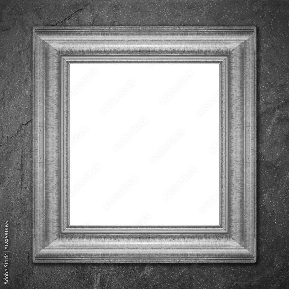 gray frame on black slate background gray frame on black slate background