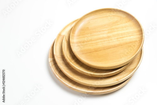 Wooden plates or trays isolated on white background (7)