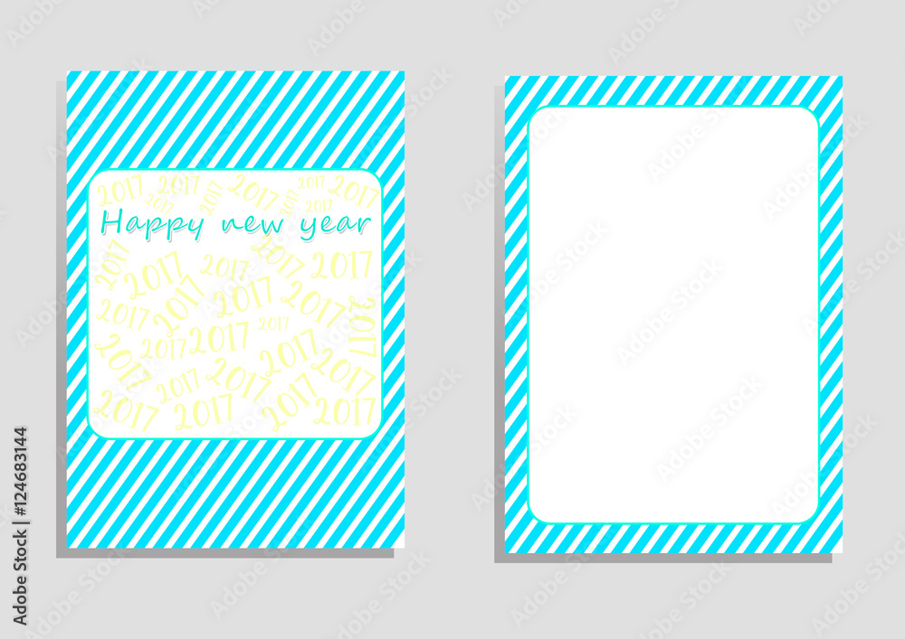happy new year 2017 card, vector, illustration, copy space for text, editable template, cover paper, brochure, vertical orientation, blue and green shade, yellow word 2017 on white background happy new year 2017 card, vector, illustration, copy space for text, editable template, cover paper, brochure, vertical orientation, blue and green shade, yellow word 2017 on white background