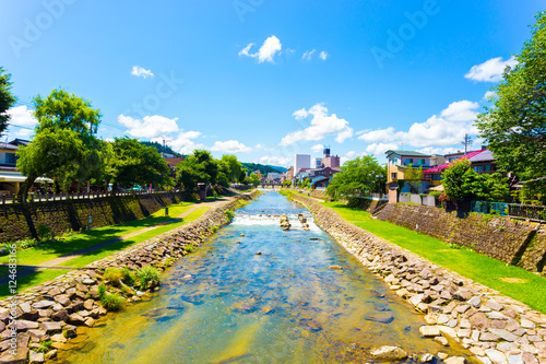 Takayama Miyagawa River Clear Sky Summer Day H