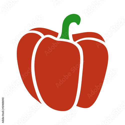 Photo Red bell pepper or sweet capsicum flat icon for food apps and websites