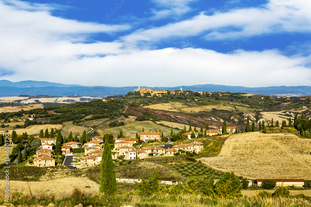 Landscape with hills and mountains in Tuscany