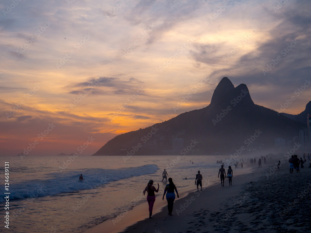 Ipanema Beach at Sunset in Rio de Janeiro