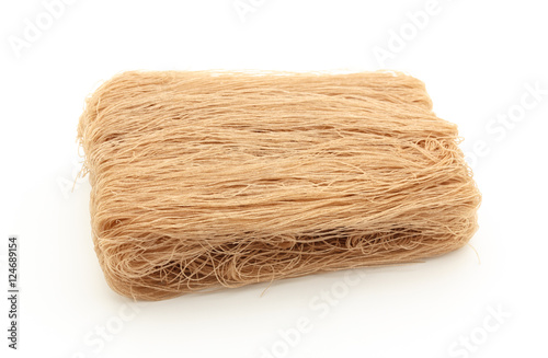 brown dried vermicelli on white background