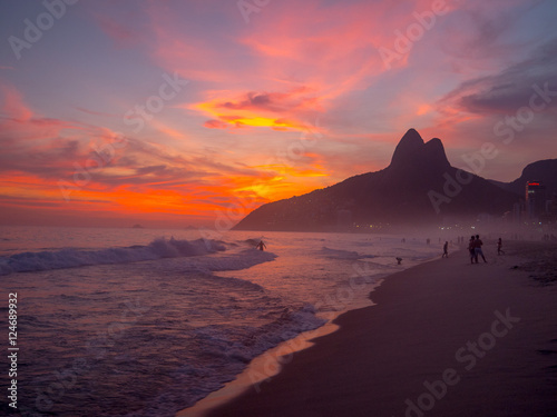 Ipanema Beach at Sunset in Rio de Janeiro