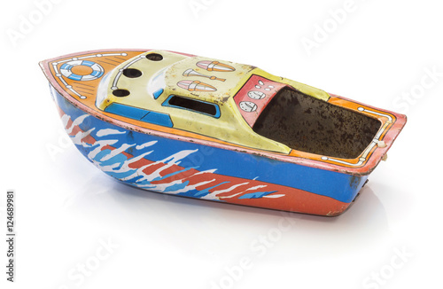 Photography Vintage steam boat tin toy