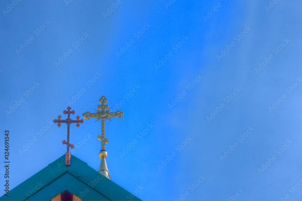 Crucifixes on the roof of an orthodox temple Crucifixes on the roof of an orthodox temple