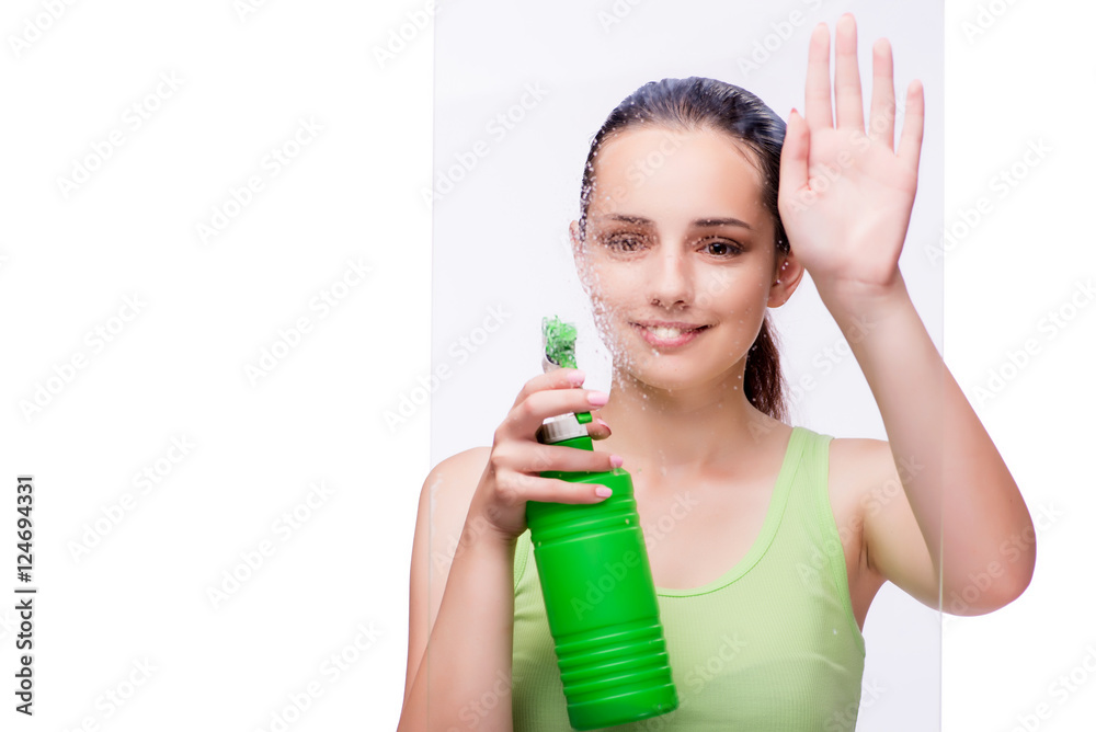 Young housewife in cleaning concept