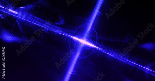 Abstract Blue And Pink Curves Lines Particles On Dark Background