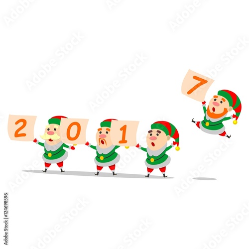 Christmas elves holding the inscription "2017"