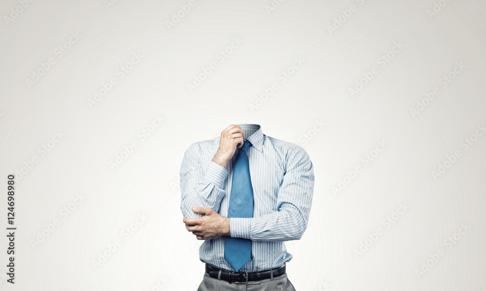 Headless pensive businessman