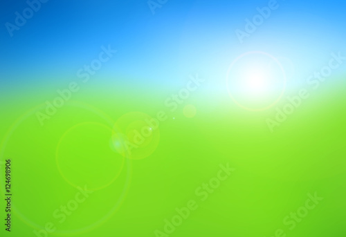 abstract defocused meadow of dream and sunlight with flare on cl