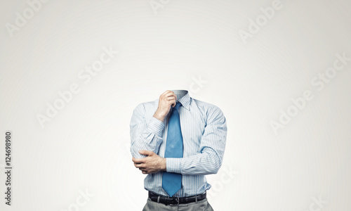 Headless pensive businessman