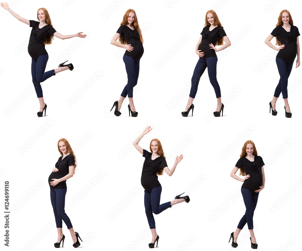 Pregnant woman in composite image isolated on white Pregnant woman in composite image isolated on white