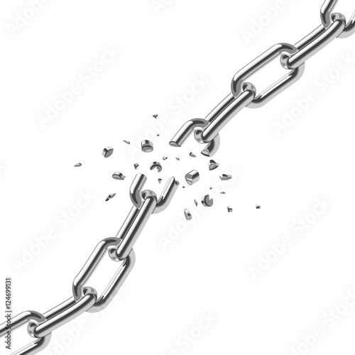 Broken steel chain links freedom vector concept
