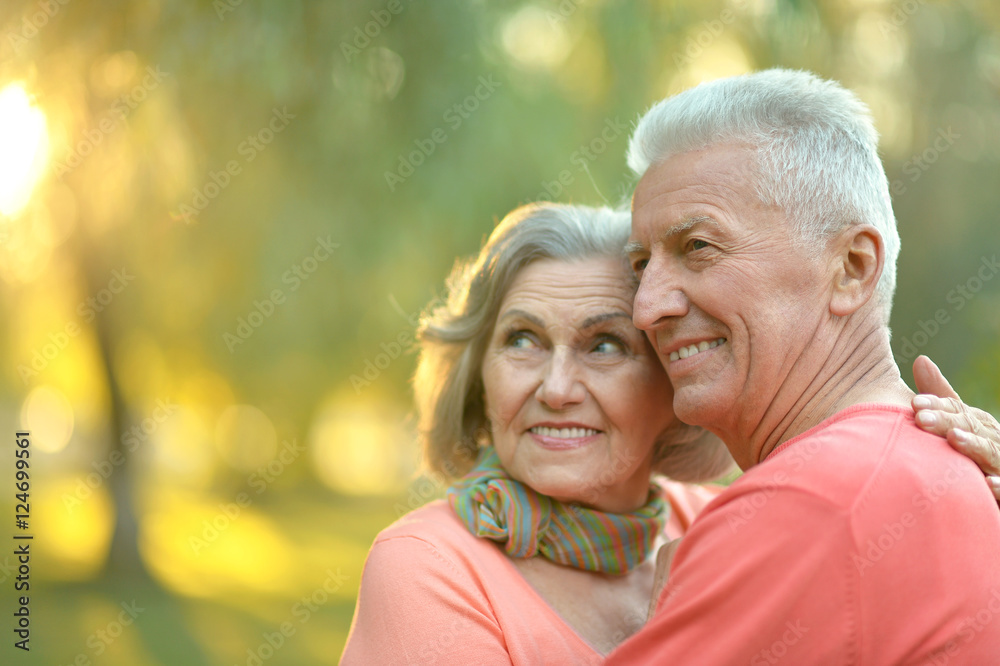 Senior couple in autumn park