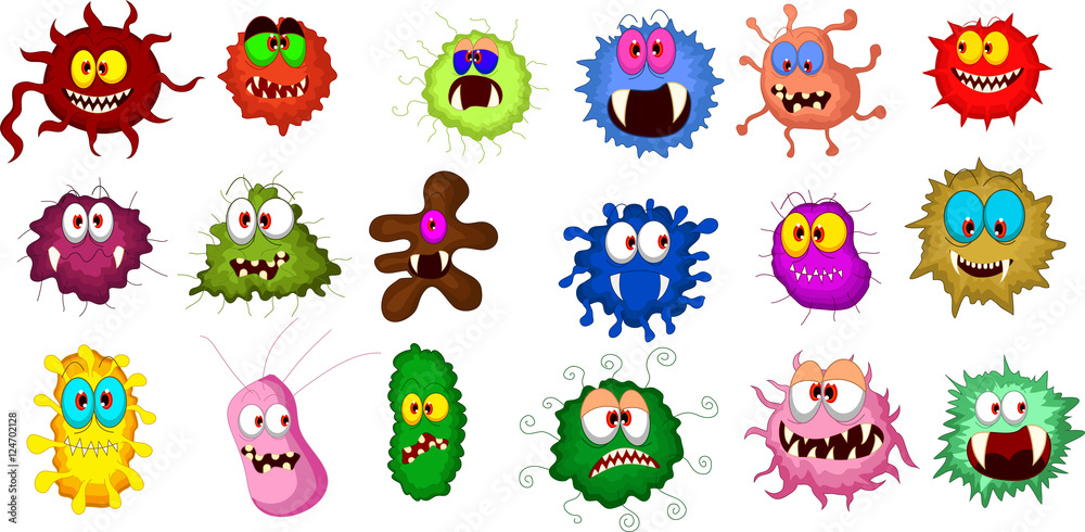 Cartoon bacteria collection set for you design Cartoon bacteria collection set for you design