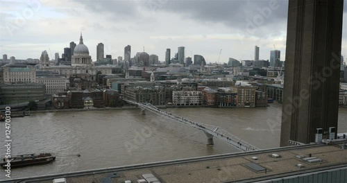 London landmarks; River Thames, Millennium Bridge, St. Pauls Cathedral