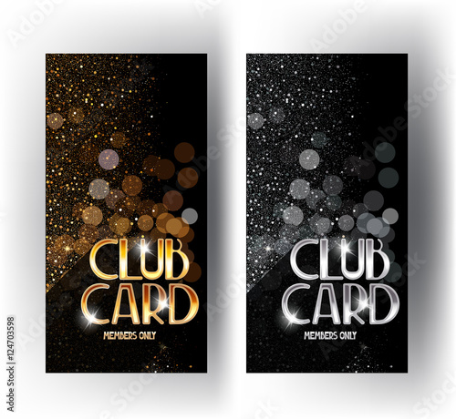 Club gold and silver sparkling cards