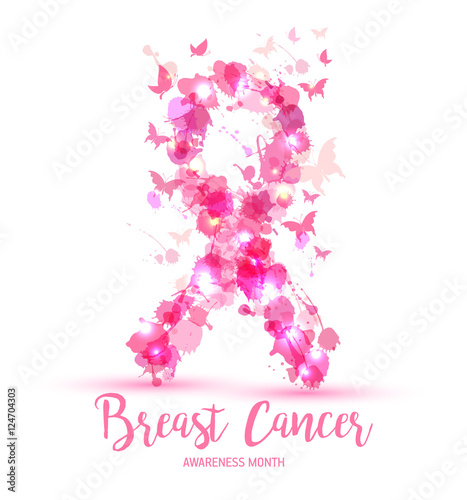 Breast cancer awareness concept illustration: pink ribbon symbol