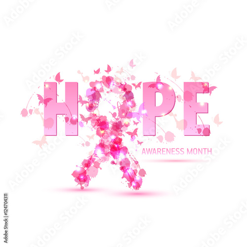 Breast cancer awareness concept illustration: pink ribbon symbol