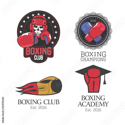 Boxing, box club set of vector icons, logo, symbol
