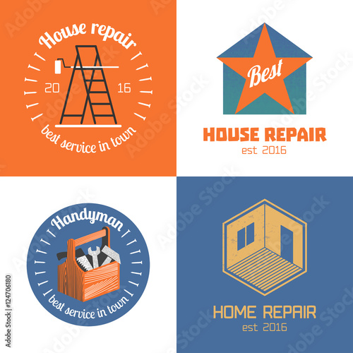 Set of home repair, house remodel vector icon, symbol, sign, logo