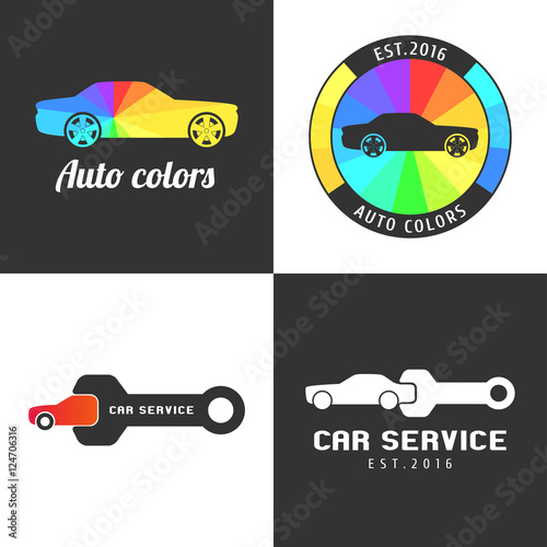 Set, collection of car paint, car parts vector icon, symbol, sign, logo