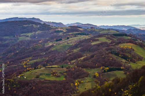 Meadows and rolling hills in autumn, Bobija mountain, west Serbia © banepetkovic