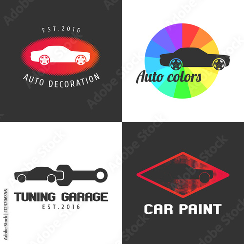 Set of car paint, car parts vector icon, symbol, sign, logo