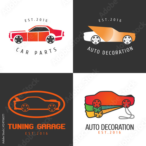 Set of car paint, car parts vector icon, symbol, sign, logo