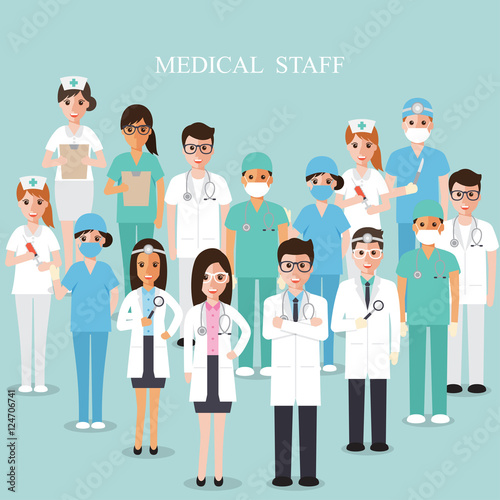 Hospital medical team. Medical staff vector illustration