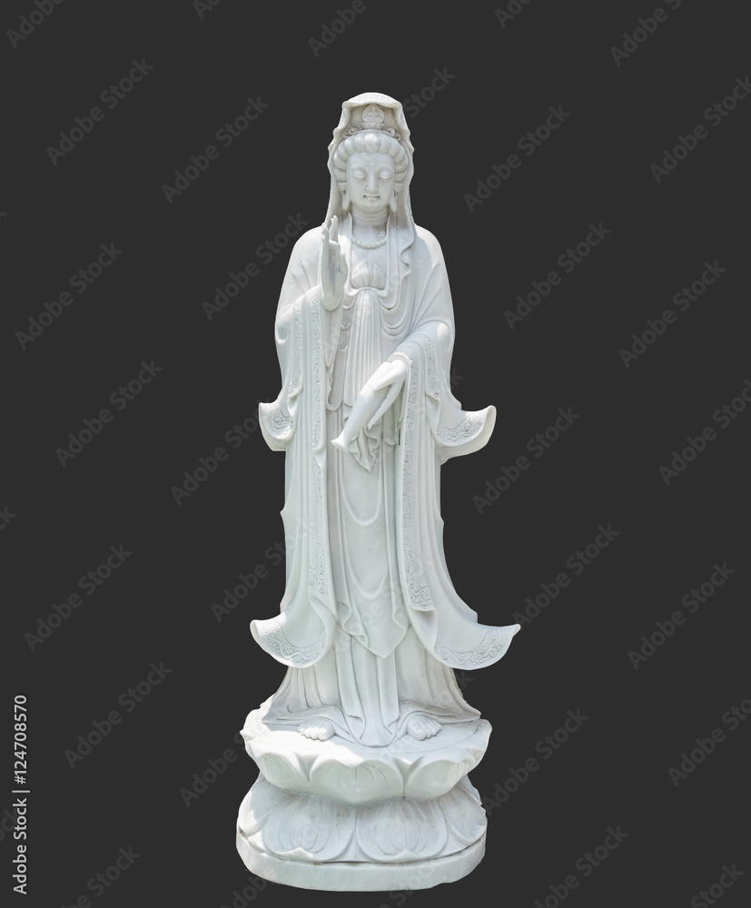 Sculpture carving of guanyin, isolated on background