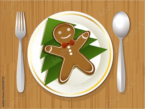 Christmas plate with gingerbread man