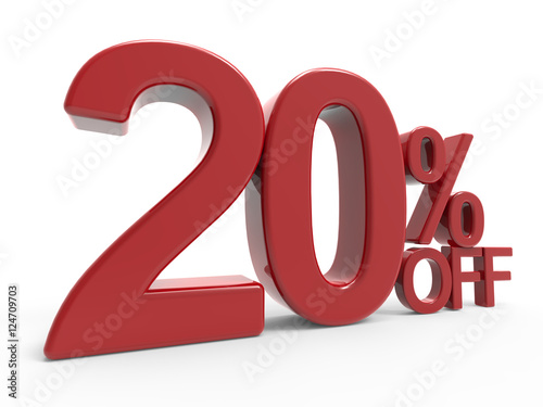 3d rendering of a 20% symbol