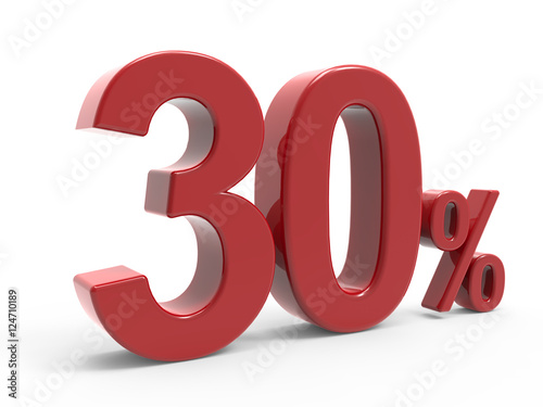 3d rendering of a 30% symbol