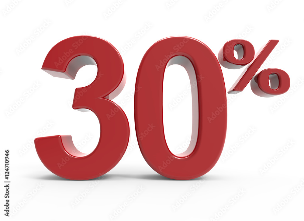 3d rendering of a 30% symbol 3d rendering of a 30% symbol