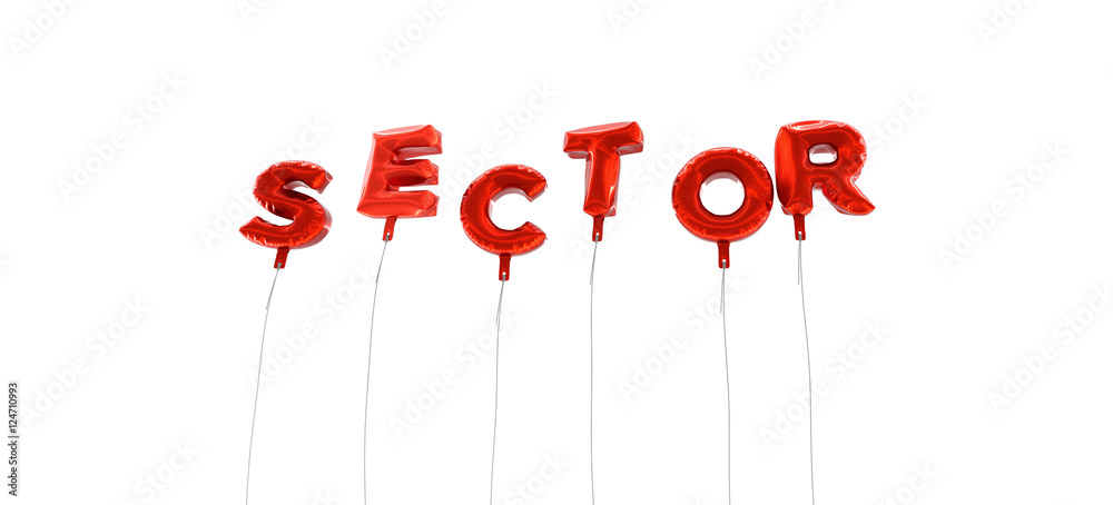 SECTOR - word made from red foil balloons - 3D rendered. Can be used for an online banner ad or a print postcard. SECTOR - word made from red foil balloons - 3D rendered. Can be used for an online banner ad or a print postcard.