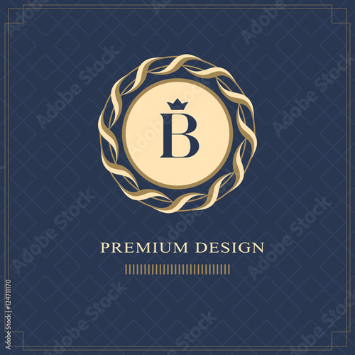 Emblem of the weaving circle. Monogram design elements, graceful template. Simple logo design Letter B for Royalty, business card, Boutique, Hotel, Heraldic, Web design, Jewelry. Vector illustration