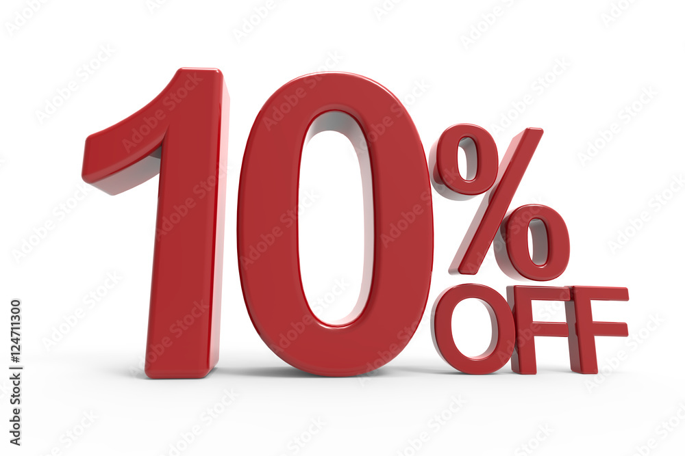 3d rendering of a 10% off symbol 3d rendering of a 10% off symbol