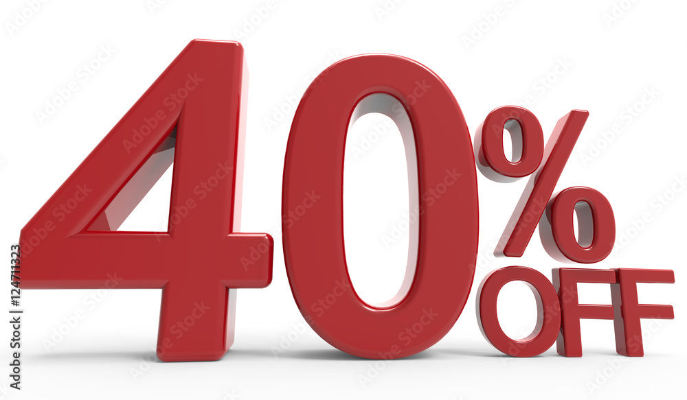 3d rendering of a 40% off symbol 3d rendering of a 40% off symbol