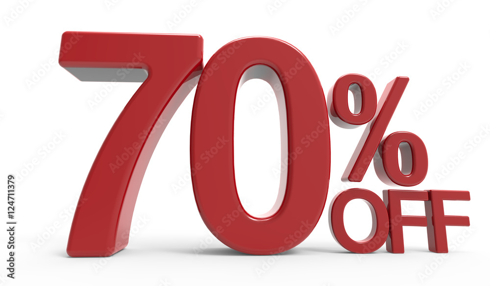 3d rendering of a 70% off symbol