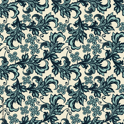 vintage pattern with indian batik style flowers. floral vector background