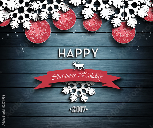 Wooden Christmas Holiday Winter Background