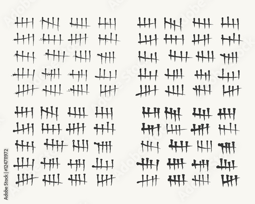 Waiting counting tally numbers or tally marks isolated on white background. Vector illustration