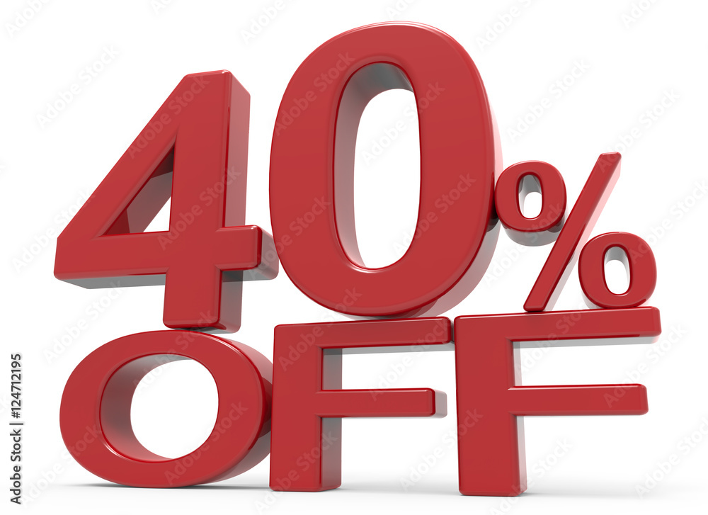 3d rendering of a 40% off symbol 3d rendering of a 40% off symbol