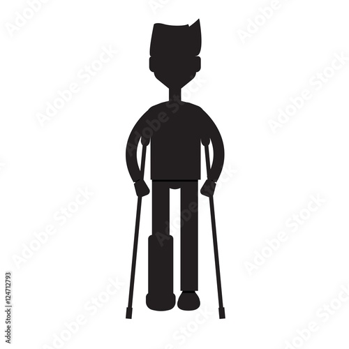 Man On Crutches silhouette