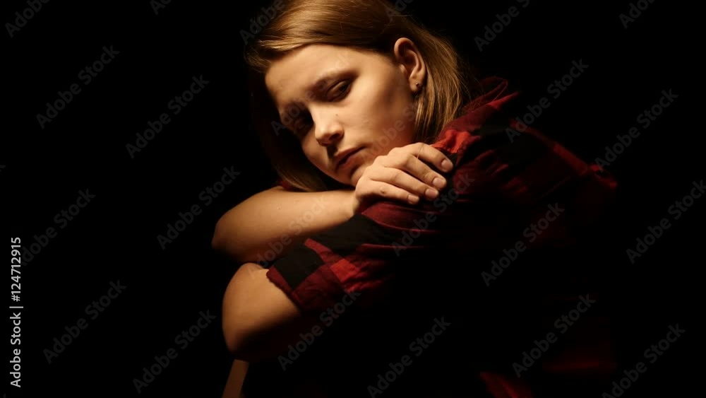 Crying sad teen girl in depression3. 4K