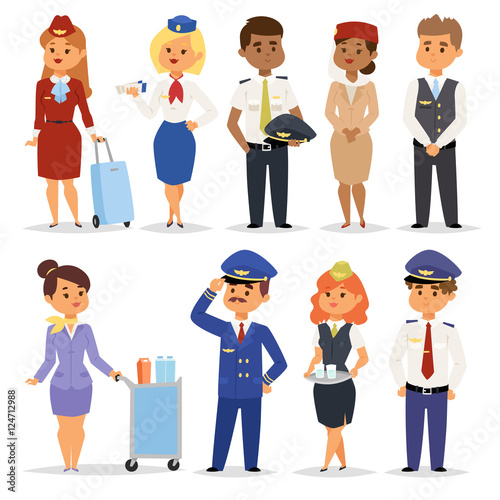 Vector Illustration pilots flight attendants.