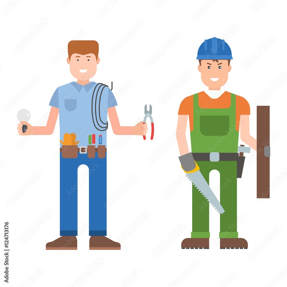 Worker man vector character.